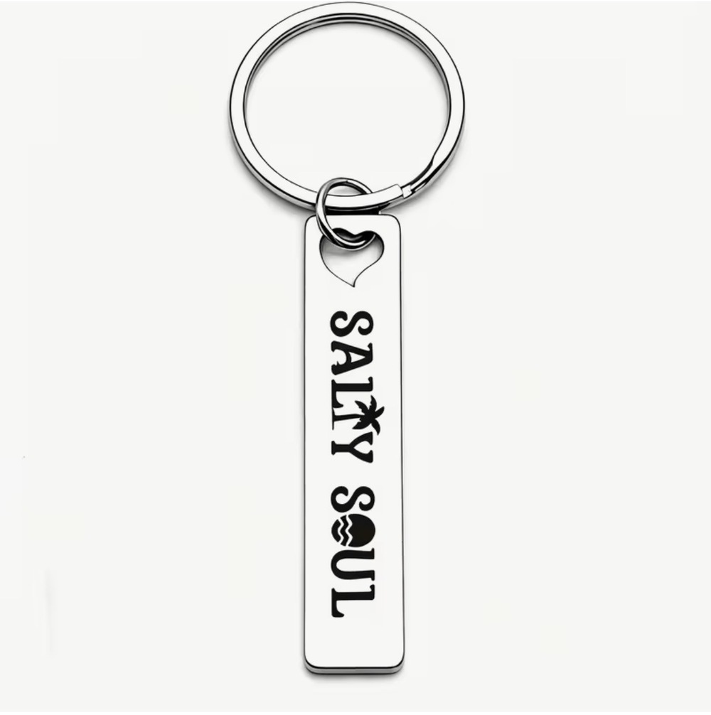 3/$25 SALTY SOUL Beach Life Tropical Palm Tree Ocean Stainless Steel Keychain